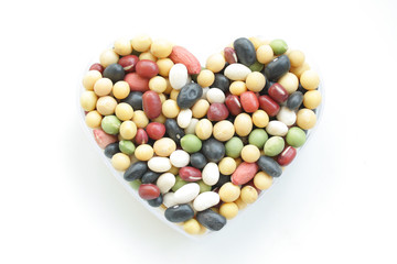 Beans are combined into the shape of heart