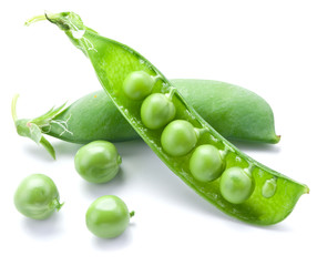 Fresh peas are contained within a pod.