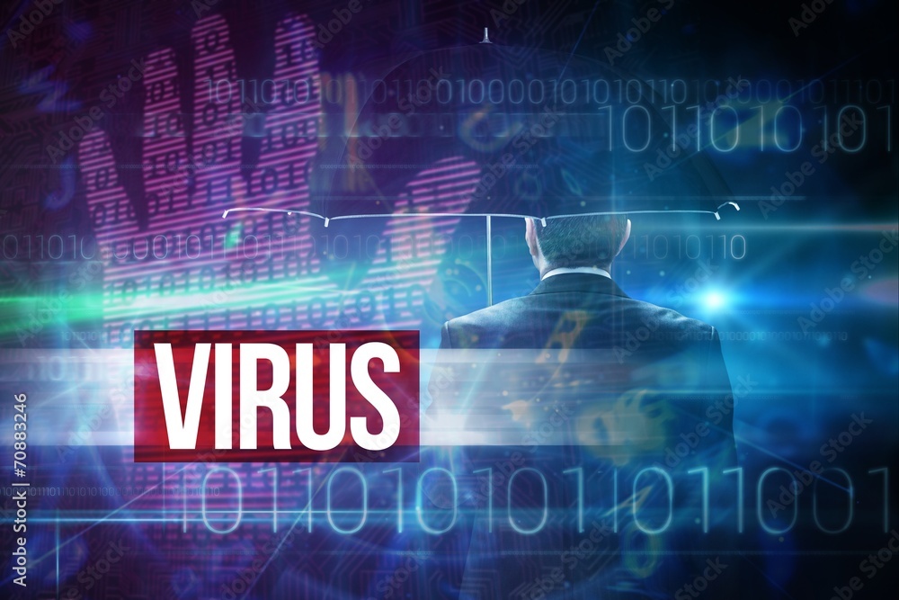 Aufkleber virus against pink technology hand print binary design