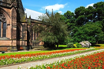 Fototapeta na wymiar Cathedral and gardens, Chester © Arena Photo UK