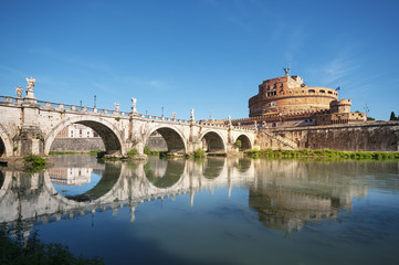 Fototapeta premium Saint Angel Castle and River Tiber in Rome, Italy..