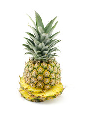 sliced ​​pineapple, white background