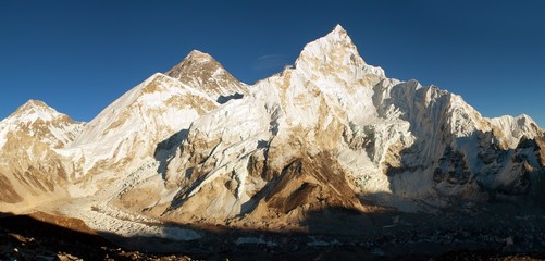 Panoramic view of Everest and Nuptse