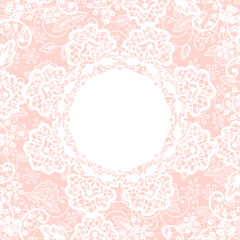 white lace on pink background