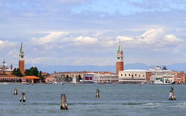 Fototapeta premium venice lagoon with bell tower of St. Mark and St. George