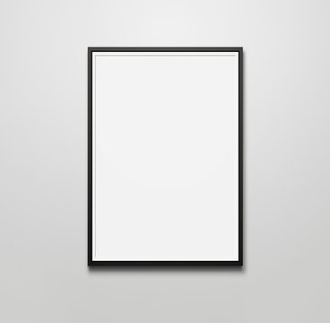 Blank picture frame at the wall with copy space and clipping pat