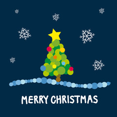 Merry Christmas with tree vector illustration