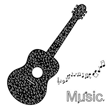 Guitar made of notes music illustration