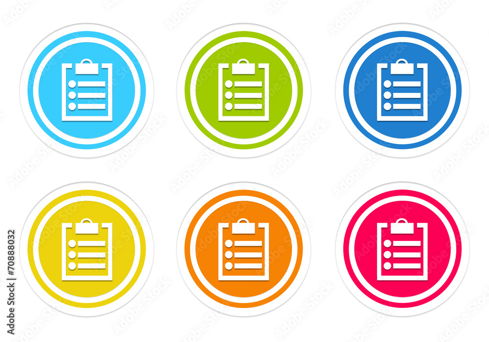 Poster set of rounded colorful icons with notepad symbol