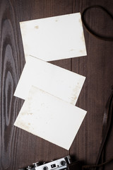 Fototapeta premium some old photos on wooden table