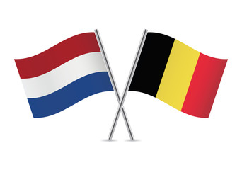 Netherlands and Belgian flags. Vector illustration.
