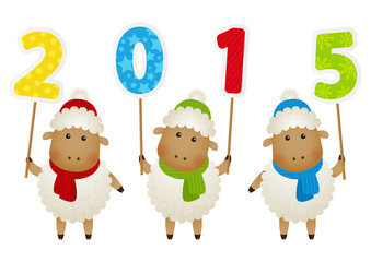 Cute little sheep with 2015 number