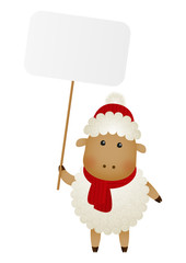 Cute little sheep with paper plate