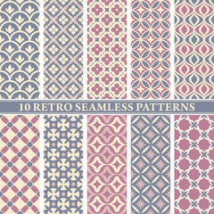 set of 10 retro seamless patterns