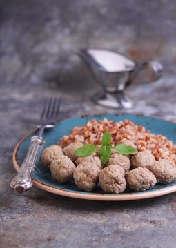 meatball of minced meat mixed with buckwheat