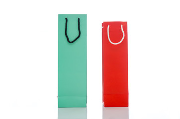 Green shopping bag on white background