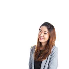 Portrait of happy young business woman isolated