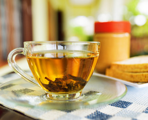 Cup of tea and peanut butter