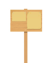 Wooden signpost with paper sheet