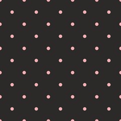 Dachówka wektor wzór różowe kropki na czarnym tle - 70892441