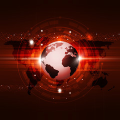 Global Communication Technology Red Background