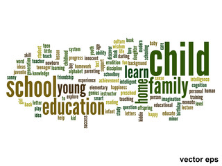 Vector conceptual child education word cloud