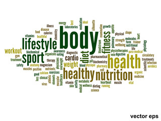 Vector conceptual health word cloud