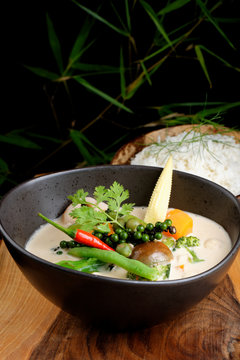 Traditional thai vegetable red curry