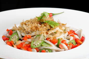 Thai spicy salad with rice noodles