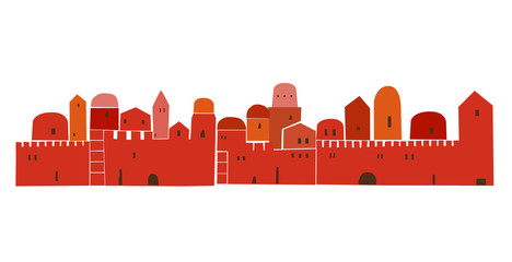 Old City, Middle East Town, Illustration