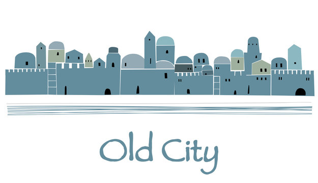 Middle East Town , Text - Old City, Illustration