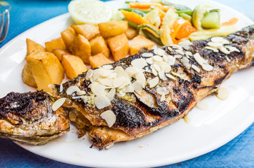 grilled fish and vegetables