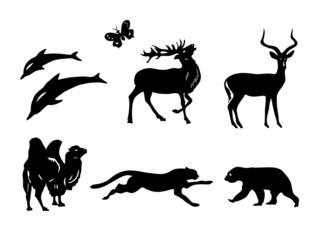 vector set - silhouettes of animals
