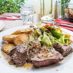 steak beef meat with potatoes