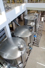 Interior of winery distillation in wine factory