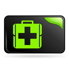 trousse de secours sur bouton web rectangle vert