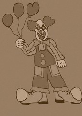 Clown with balloons vintage