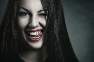 Evil expression on vampire face - 70896696