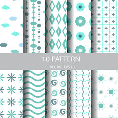 sweet blue seamless pattern set
