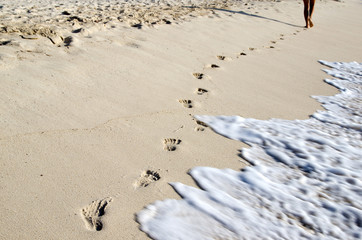 Footprints in beach