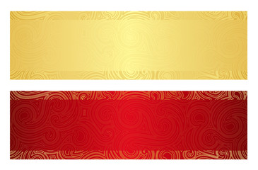 Luxury golden and red gift certificate with swirl pattern