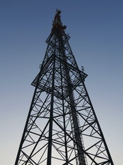 Various antenna against blue sky