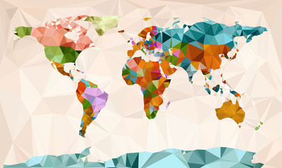 World map, vector geometric design