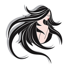 Beautiful woman with long black hair