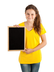 girl holding board