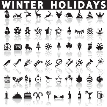 Winter Holiday Icons, Vector