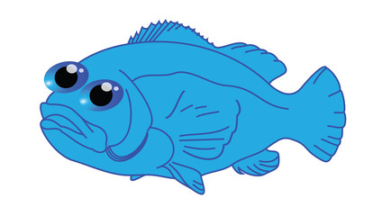 Funny blue fish cartoon