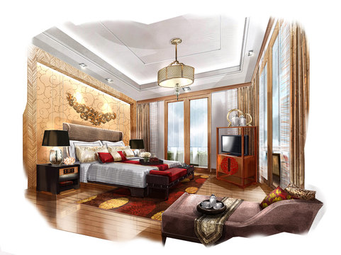 sketch design bedroom,interior design,hotel