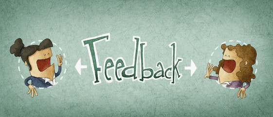 concept of feedback, illustration of two businessman © JrCasas