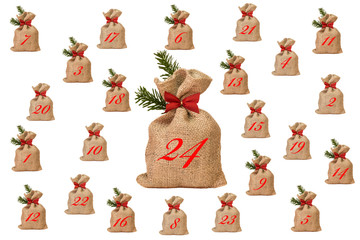 Adventskalender aus Jutesäckchen